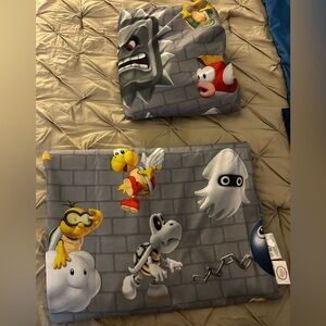 Super Mario Themed Gray Bedding twin Set